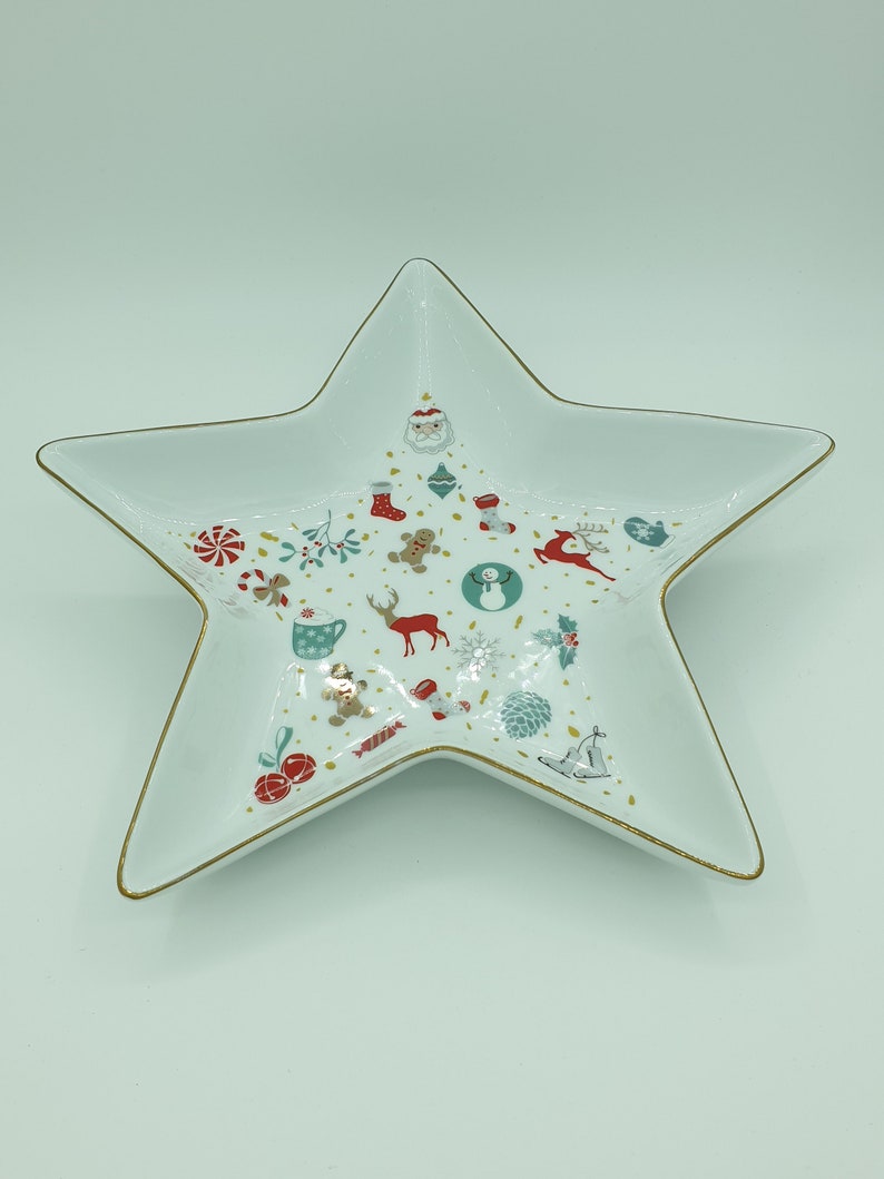 CHRISTMAS TRAY Serving Tray Star Shape Tray Porcelain Star Platter White Star Dish/Plate Christmas Serving Dish Christmas Gift image 3