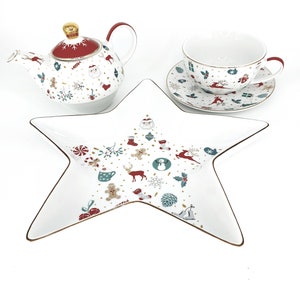 CHRISTMAS TRAY Serving Tray Star Shape Tray Porcelain Star Platter White Star Dish/Plate Christmas Serving Dish Christmas Gift image 6