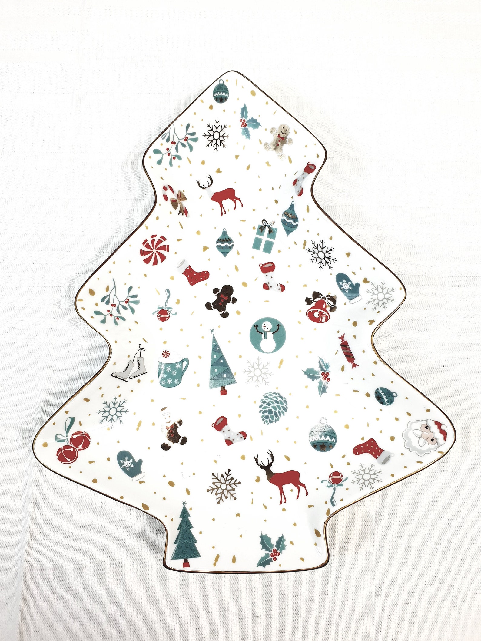 CHRISTMAS TRAY Serving Tray Tree Shape Tray Porcelain Tree Platter