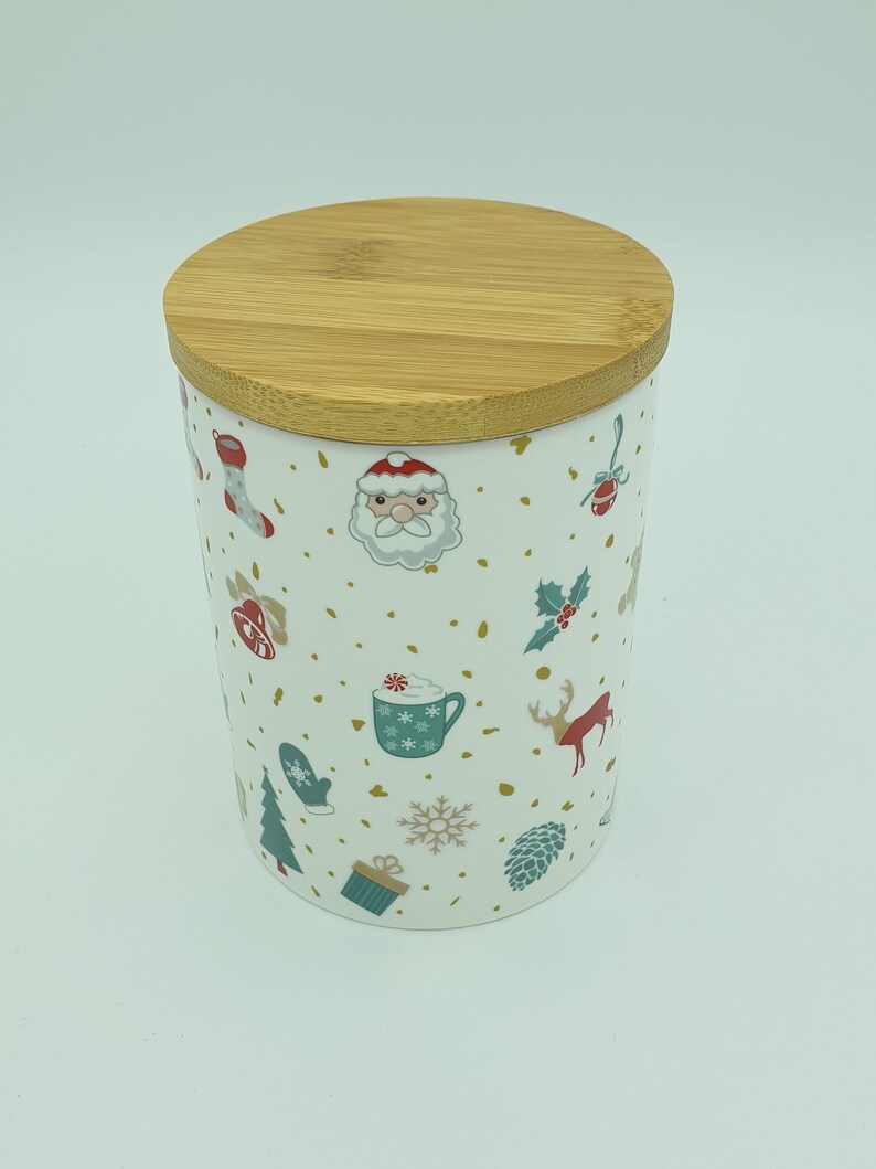 Airtight Porcelain Jar/tin/container with Bamboo lip image 2