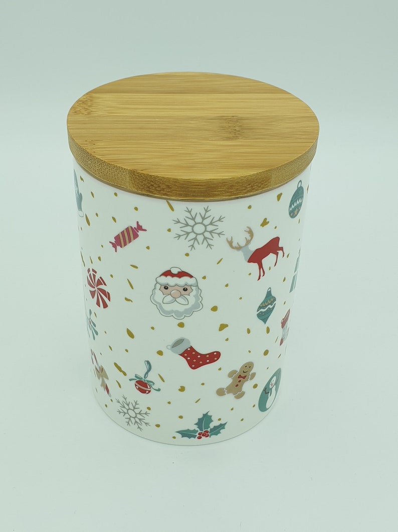 Airtight Porcelain Jar/tin/container with Bamboo lip image 5