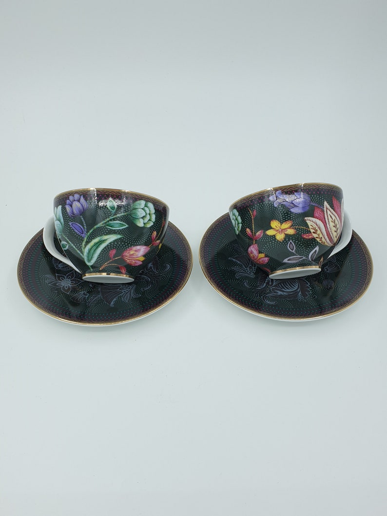 TASSE ESPRESSO, tasse et soucoupe noires, ensemble de tasses en porcelaine, tasses à café faites à la main, cadeau pour amateur despresso, cadeau de mariage de pendaison de crémaillère, ensemble de 2 image 7