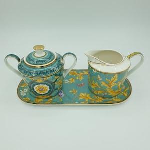 VINTAGE DESIGN Sugar Bowl, Creamer and Serving Tray Set, Tea/Coffee Serving, Kitchen, Farmhouse Décor, Wedding, Birthday, Housewarming Gift
