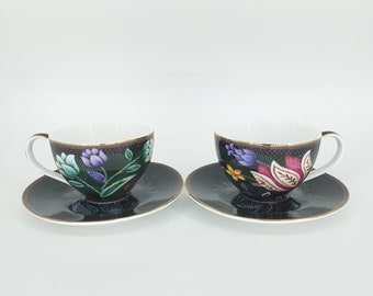 ESPRESSO CUP, Cup and Saucer Black, Porcelain Cup Set, Handmade Coffee Cups, Espresso Lover Gift, Housewarming Wedding Gift, Set of 2