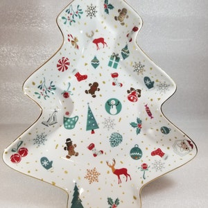 CHRISTMAS TRAY Serving Tray Tree Shape Tray Porcelain Tree Platter White Tree Dish/Plate Christmas Serving Dish Christmas Gift image 6