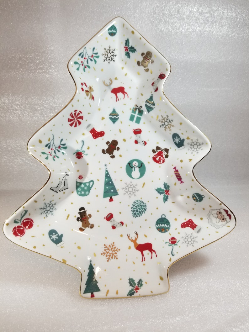 CHRISTMAS TRAY Serving Tray Tree Shape Tray Porcelain Tree Platter White Tree Dish/Plate Christmas Serving Dish Christmas Gift image 6