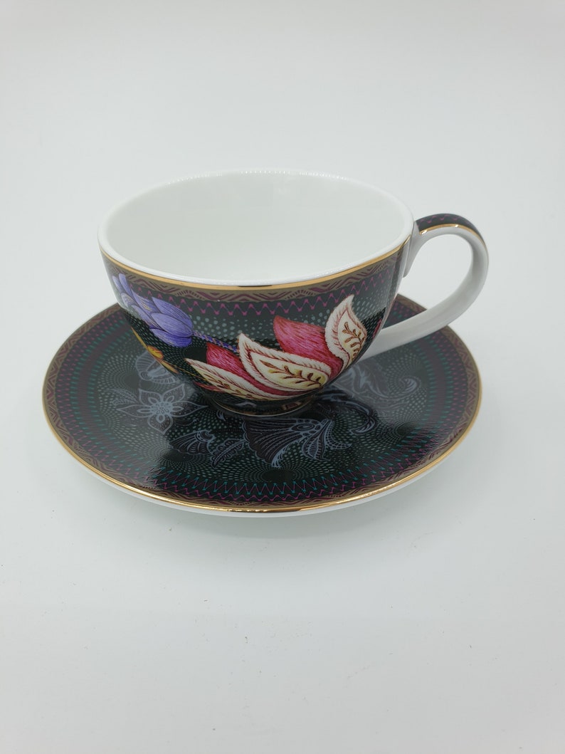 TASSE ESPRESSO, tasse et soucoupe noires, ensemble de tasses en porcelaine, tasses à café faites à la main, cadeau pour amateur despresso, cadeau de mariage de pendaison de crémaillère, ensemble de 2 image 5