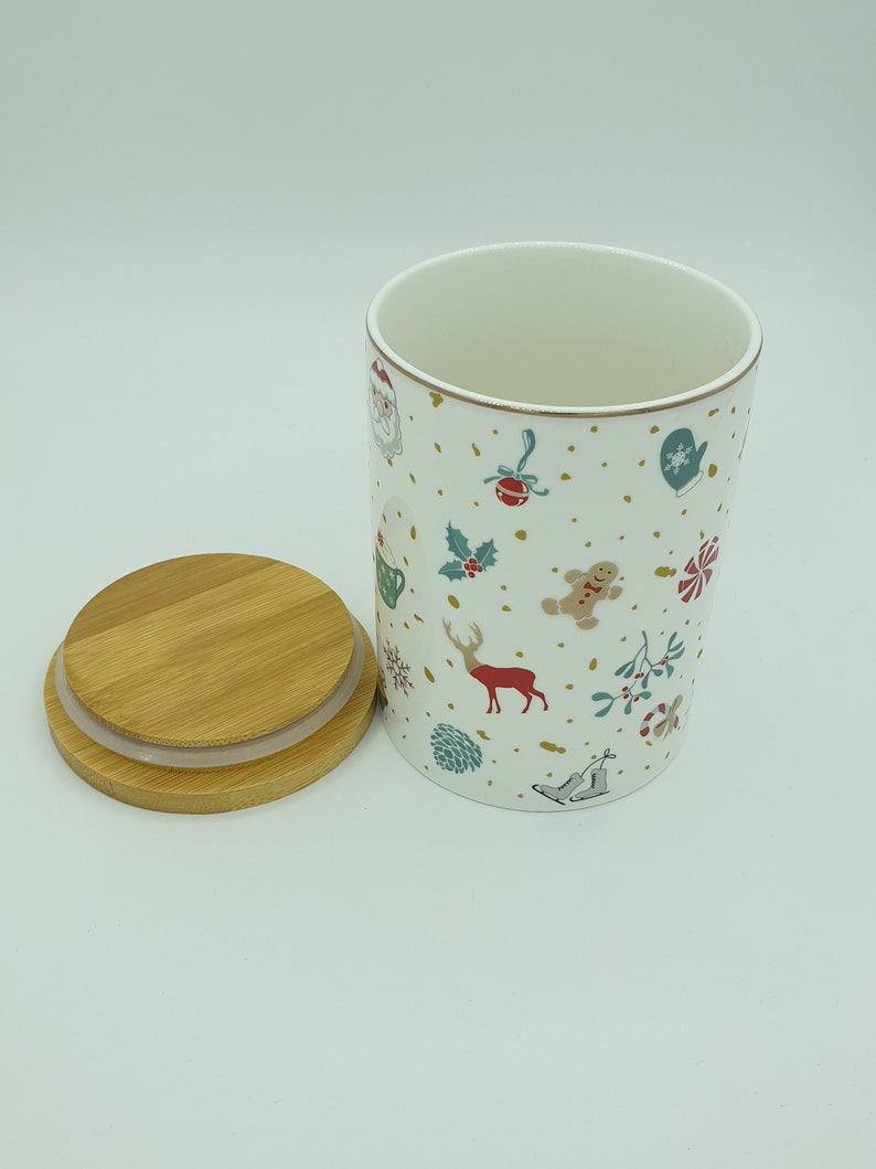 Airtight Porcelain Jar/tin/container with Bamboo lip image 4