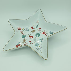 CHRISTMAS TRAY Serving Tray Star Shape Tray Porcelain Star Platter White Star Dish/Plate Christmas Serving Dish Christmas Gift image 5