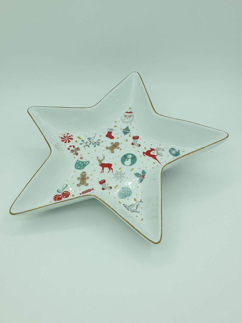 CHRISTMAS TRAY Serving Tray Star Shape Tray Porcelain Star Platter White Star Dish/Plate Christmas Serving Dish Christmas Gift image 5