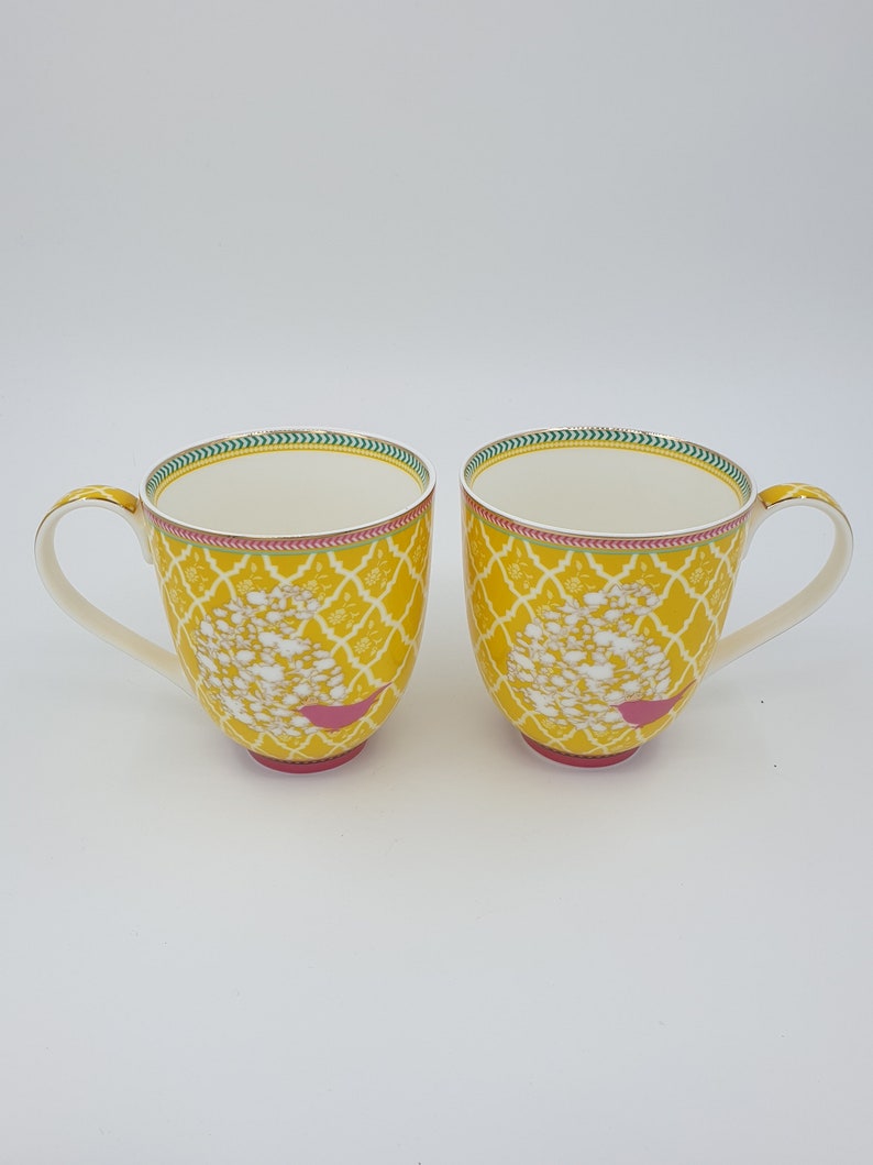 etsy.com | DESIGN MUG in Pair, Unique Pottery Handmade Coffee Lover Mug, Porcelain Tea Cup, Mug for Couple, Set of 2 Coffee Mugs, Yellow Colour