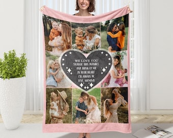 Custom Photo Blanket Using Photo with Text Customized Blanket Personalized Kids Photo Blankets Mothers Day Gift for Mom from Daughter/Son