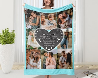 Personalized Photo Collage Blanket: Memorial Gift for Mom