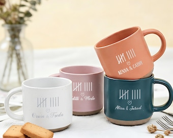 Personalized 9th Anniversary Mug, Custom Engraved Stoneware Coffee Cup, Happy 9th Wedding Anniversary Keepsake, Unique Custom Mug Gift