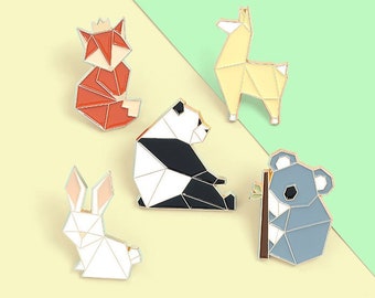 Origami Animal Pins Fox Panda Koala Fashion Dog Rabbit - Etsy Australia Origami Animal Pins Fox Panda Koala Fashion Dog Rabbit - Etsy Australia