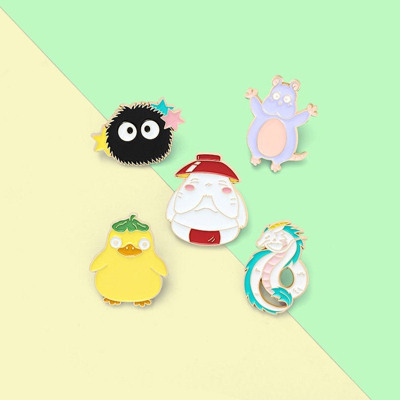 Hayao Miyazaki comic radish Little white dragon black ball mouse duck pins Birthday gift for her anime positive pins for jeans enamel pin 