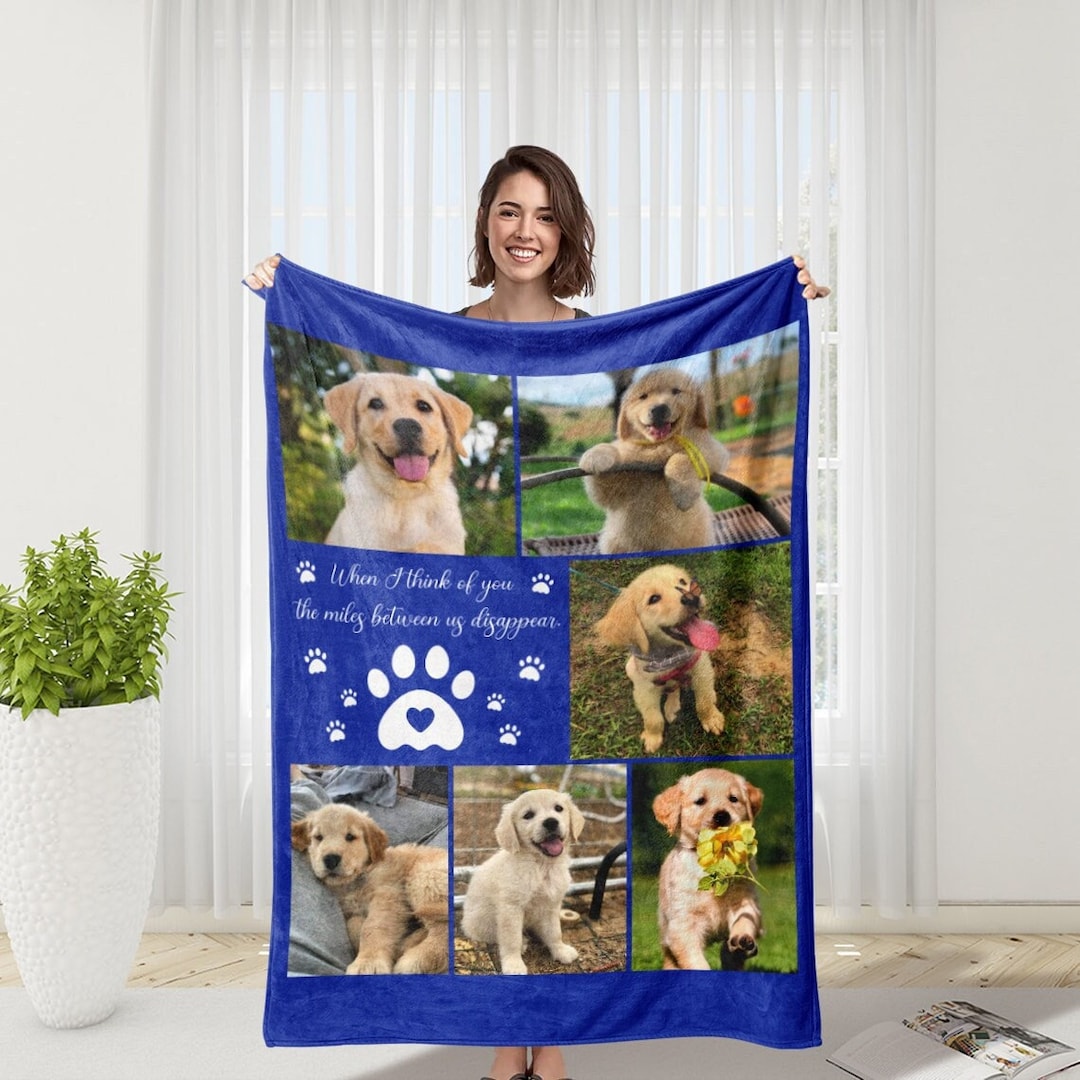 Personalized Pet Photo Blanket, Custom Dog Memorial Blanket - Etsy