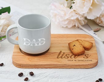 Personalized Dad Stoneware Mug, Engraved Ceramic Mug with Kids Name, Coffee Mug, Anniversary Mug Gift for Father's Day, Custom Dad Mug