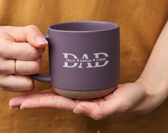 Personalized Stoneware Mug for Dad, Engraved Ceramic Mug with your text, Natural and unglazed base, Anniversary Mug Gift for Father's Day