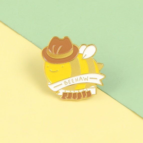 BEEHAW Bee Enamel Pin Cute Pins Kawaii Enamel Pin Pin Lapel Etsy