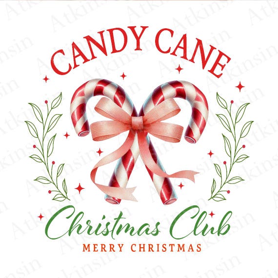 Candy Cane Png, Digital Design Download, Christmas Club Merry Christmas Png, Holiday Vibes Png, Retro Christmas, Xmas Sublimation Design