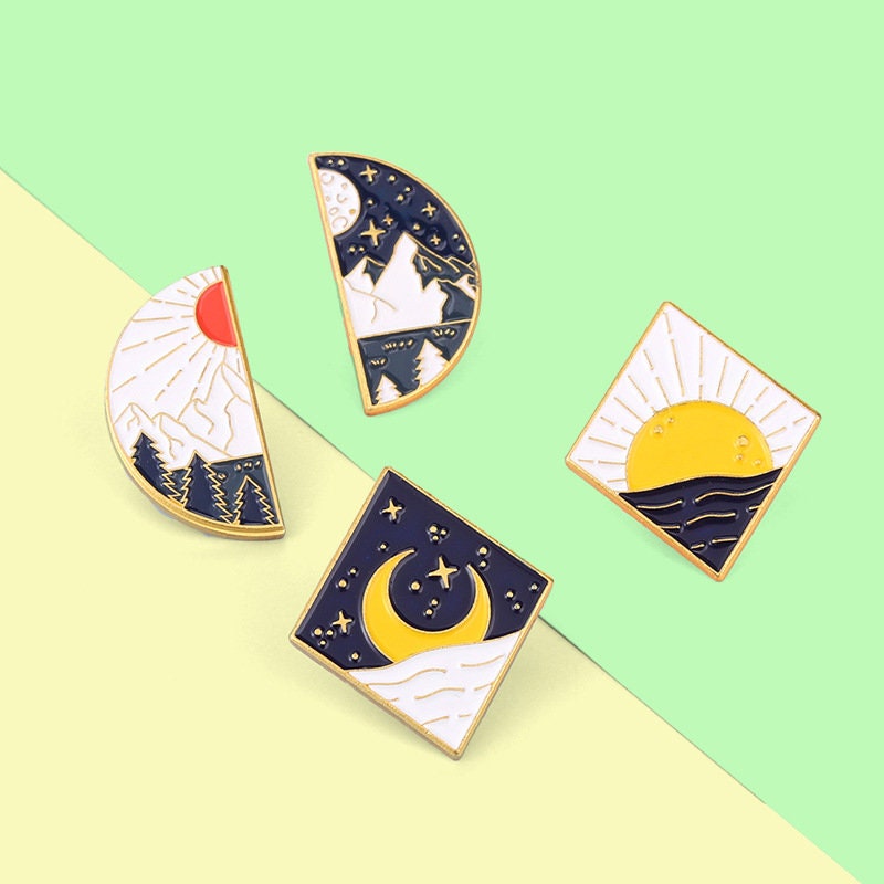 Day and Night Enamel Pins lapel pin Birthday gift for her anime posit…