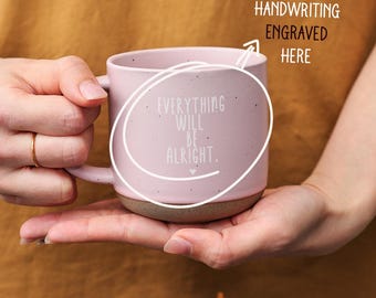 Taza personalizada con escritura a mano, taza de cerámica grabada con tu texto, taza de café, regalo de aniversario, ideas de regalos personalizados, regalo de taza con cita única