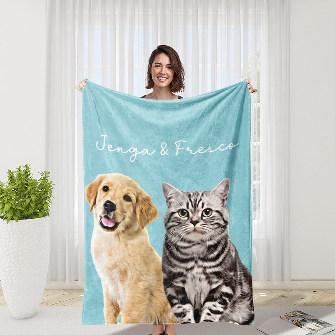 Personalized Pet Photo Blanket Using Pet Photo With Name Custom Dog ...