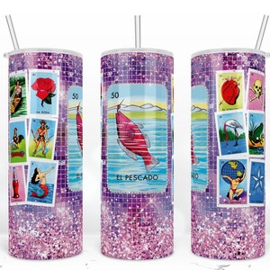 El Pescado z Loteria Cards Tumbler, Mexican Tumbler, 20 oz Skinny Tumbler Wrap, Warped Design, Sublimacja Design Pobierz PNG