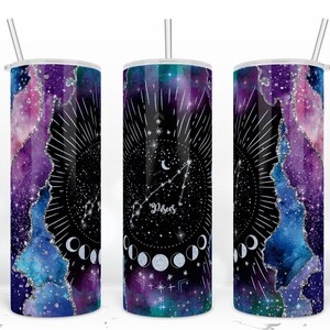 Fische Sternzeichen, Sternbild, Astrologie Sternzeichen Karte, 20 oz Skinny Becher Wrap, verzogenes Design, Halloween Sublimation Design Download PNG