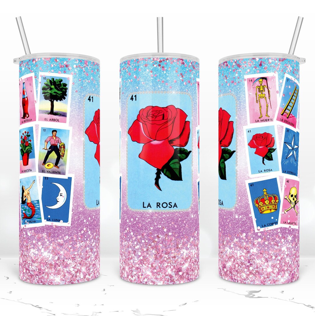 Loteria Rosa La Rosa Loteria Card Tumbler: Mexican 20 Oz Skinny Tumbler (PNG ...