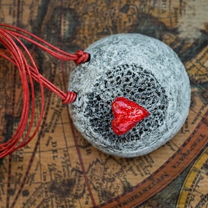 Paper mache heart necklace