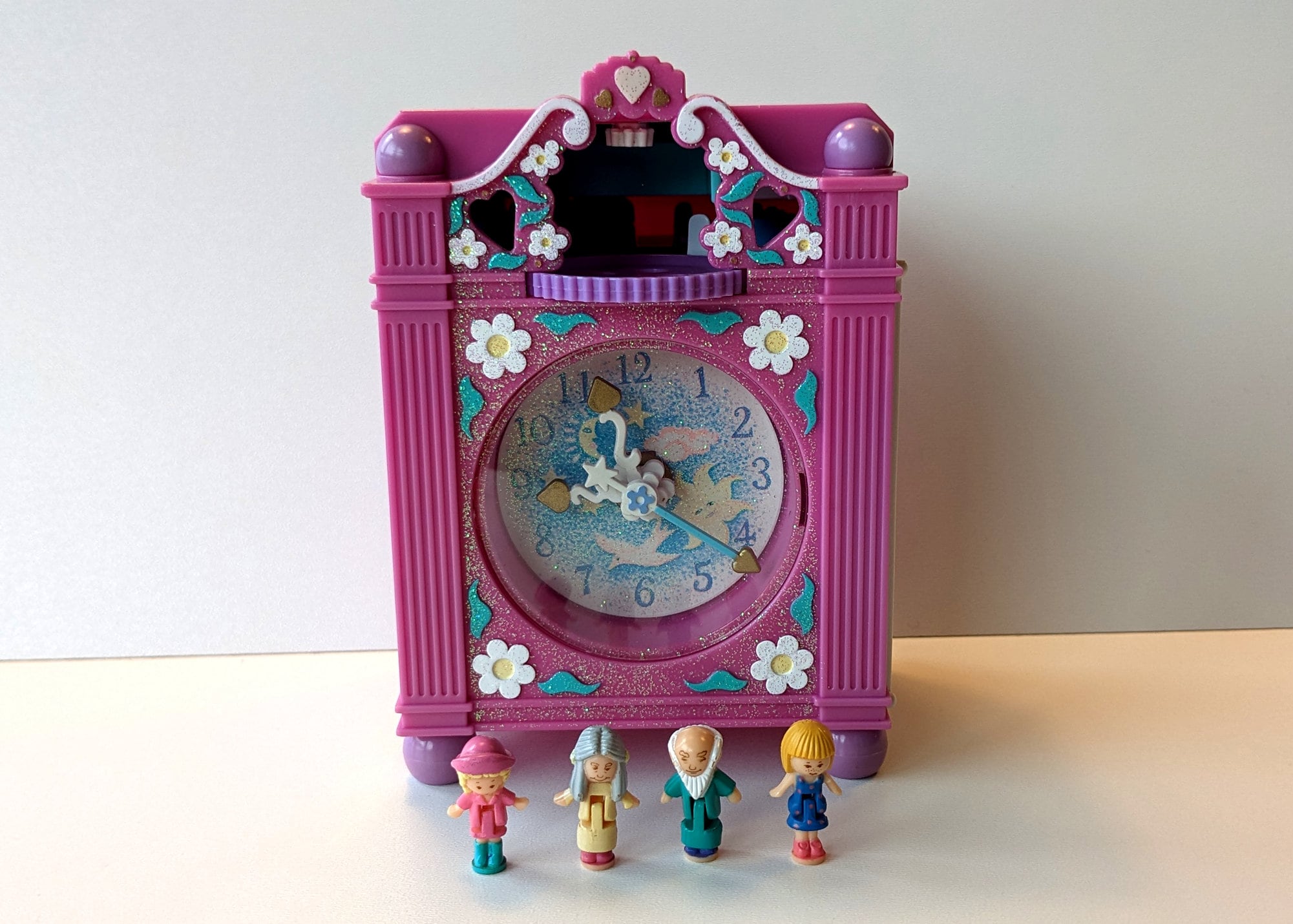 Horloge Polly Pocket Bluebird 1991 – Funtime Clock – 2 Personnages – Fonctionnelle