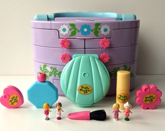 Vintage Polly Pocket Beauty Case Play-Set / Pullout Playhouse - Bluebird Toys 1991 - makeup variation