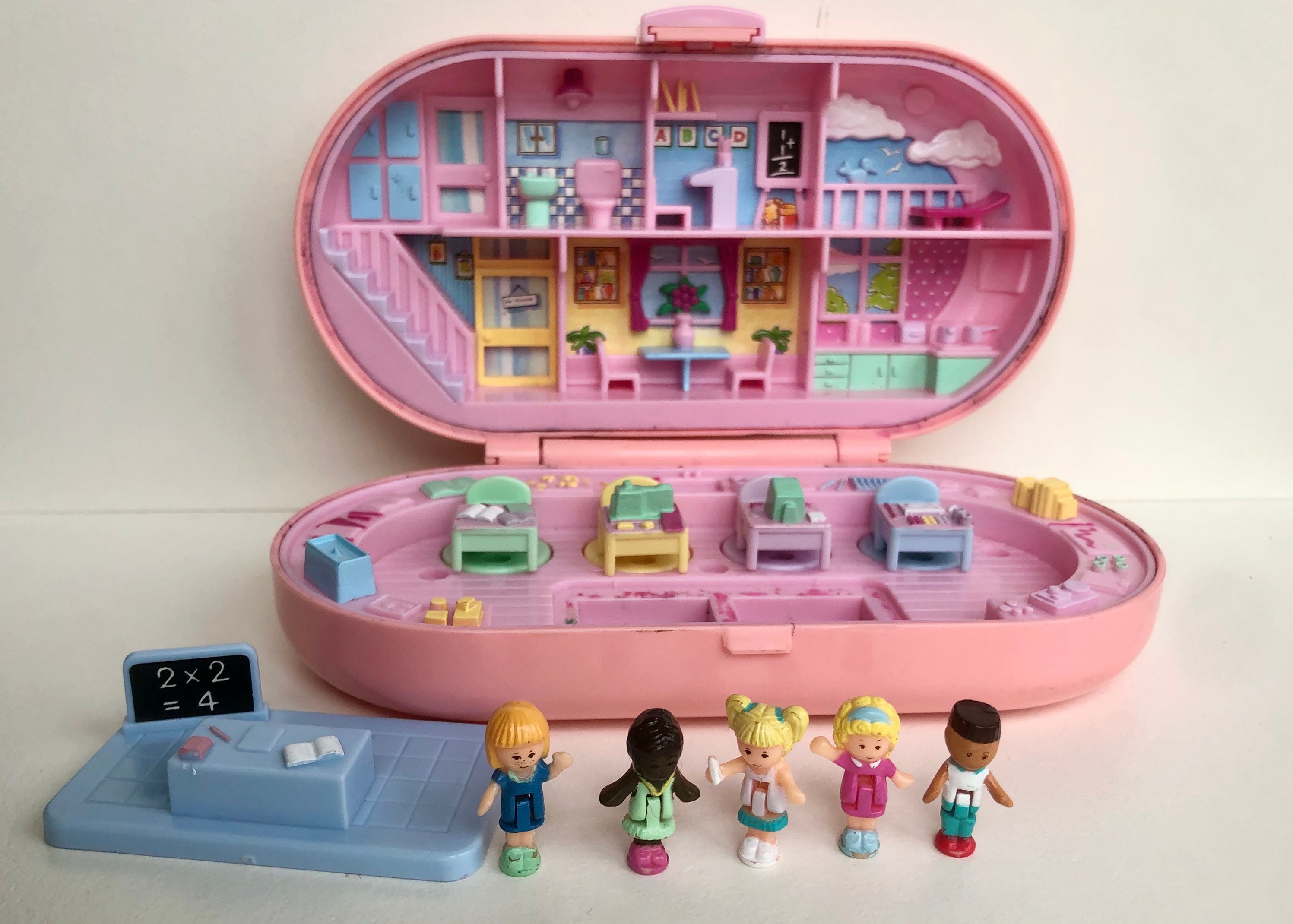 Vintage Polly Pocket Stampin' School Playset. School Stamp Compact. Pink  Variant, No Dolls. 2 Stamps Not Original. 1990s Girls Toys. Cute. 
