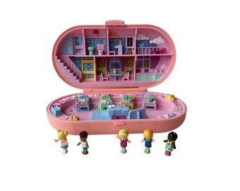 Vintage Pink Polly Pocket Stampin’ School Playset / Polly’s stamper set - Bluebird Toys 1992- complete