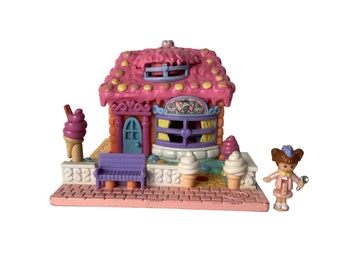 Vintage Polly Pocket Ice Cream Parlor - Pollyville - Tiny World Polly’s Ice Cream Heaven - Bluebird Toys 1995