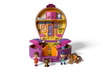 Juego de rol de ponis Polly Pocket vintage / El espectáculo de ponis de Polly - ¡El sonido no funciona! Bluebird Toys 1994