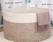 Handmade Cotton Rope Basket Woven Wicker Storage,kids toys organizer,Laundry hamper Boho decor Seagrass bathroom Basket planter pot XXXLarge