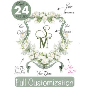 Personalized Wedding Crest Watercolor Crest - Custom Luxury Monogram