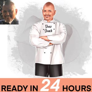 Custom Chef Cartoon Portrait, Caricature Logo, Portrait Custom Avatar, Character Logo, Digital Logo, Cartoon Portrait, Restaurant Logo