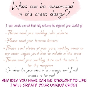 Custom Wedding Monogram - Watercolor Wedding Crest (Digital File) image 2