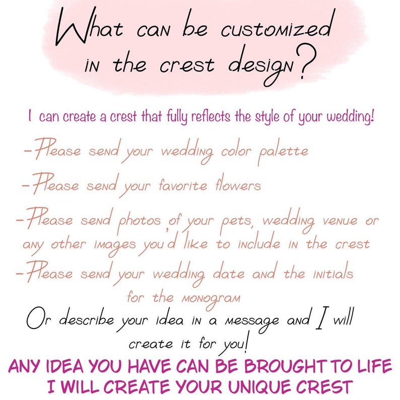 Custom Wedding Monogram - Watercolor Wedding Crest (Digital File) image 2