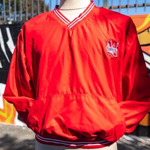 NEBRASKA CORNHUSKERS NCAA Vintage Sweatshirt Size Medium (Reversible) | Red and Grey with Retro Logo Embroidery (University of Nebraska)