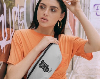 New North Vintage Limited Edition Swag Bag (Fanny Pack) | Light Grey with Black Strap/ Print (One Size)