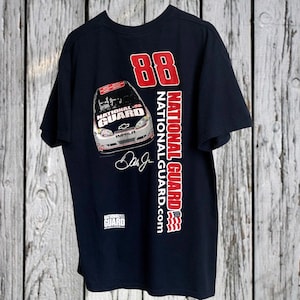 NATIONAL GUARD Vintage Racing T shirt (Dale Earnhardt Jr) | Navy Blue size Large