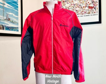 BUDWEISER Vintage Racing Jacket Windbreaker | Red & Black Size Men’s Large