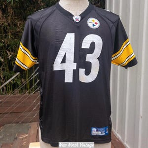 PITTSBURGH STEELERS #43 (Troy Polamalu) vintage NFL voetbalshirt maat jeugd extra groot | Zwart, geel en wit