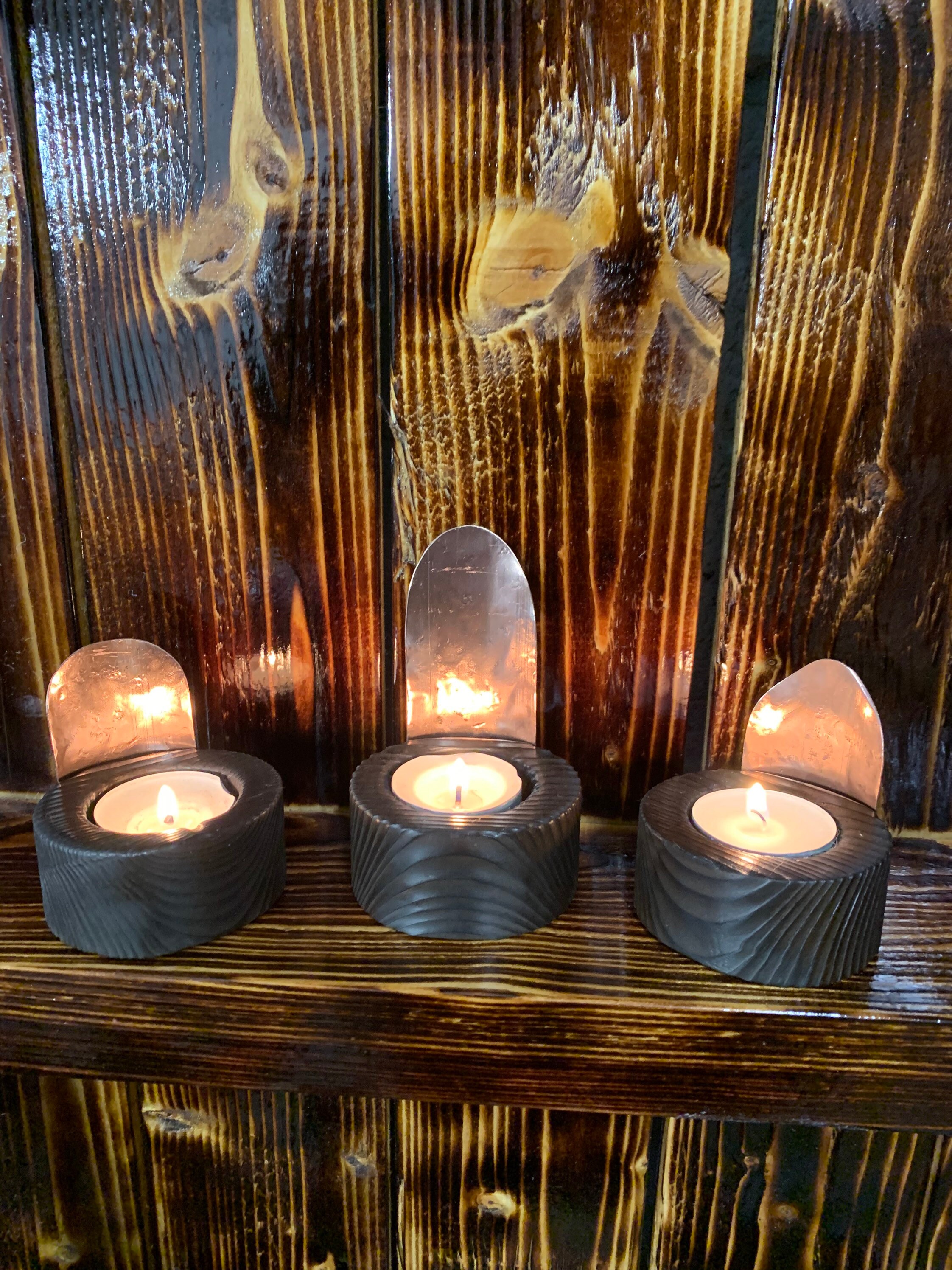 Rustic reclaimed tea light holder Etsy