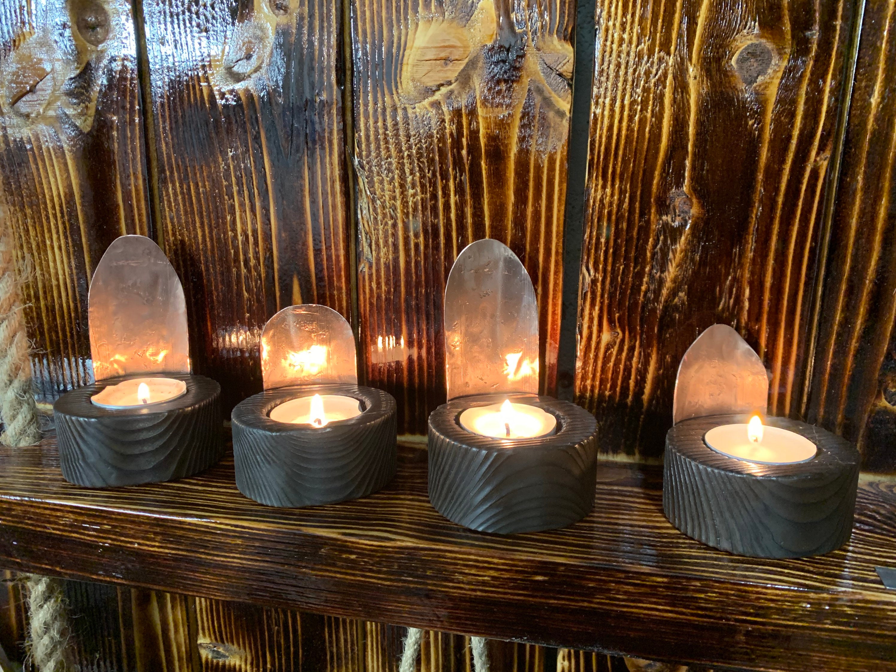 Rustic reclaimed tea light holder Etsy